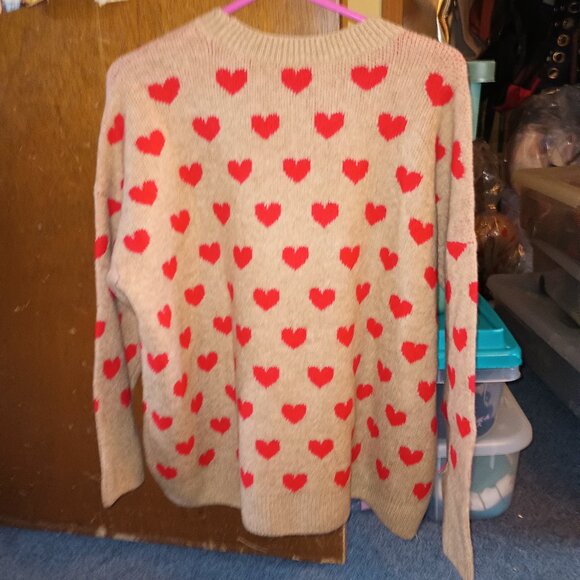 NEW Vince Camuto Women's Heart Pattern Sweater Camel - Picture 6 of 12